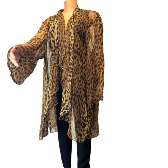 Vintage 90s Night works Surplice Cheetah print top cover up draped  Size 26W - Picture 10 of 17